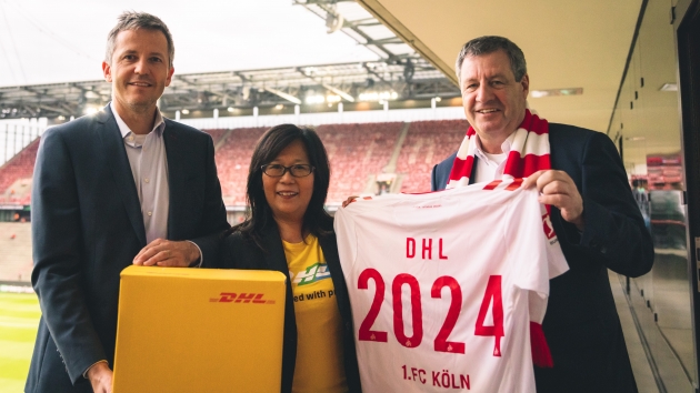 DHL wird Premiumpartner des 1. FC Köln - Premiumpartnerschaft (v.l.): Philipp Türoff (Geschäftsführer 1. FC Köln), Fadzlun Sapandi (EVP Global HR Express), Dr. Werner Wolf (Präsident FC Köln) - Quelle: DHL